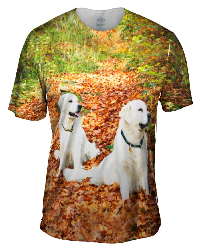 Floral Print T-shirt-White Labs Among Leaves