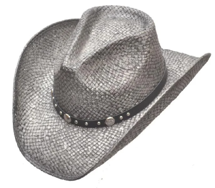 Slouchy Beanie-Western Express LIN-59 Silver Pinch Front Straw Hat