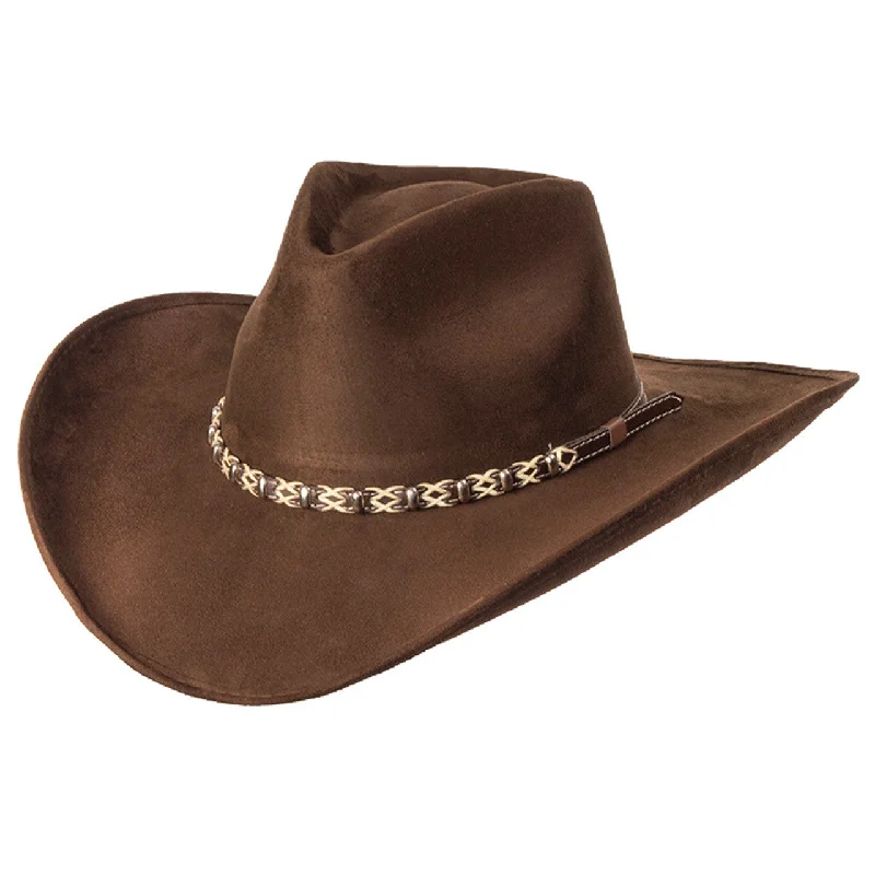 Visor Hat-Western Express CL-97 Suede Like Hat - Brown Beaded