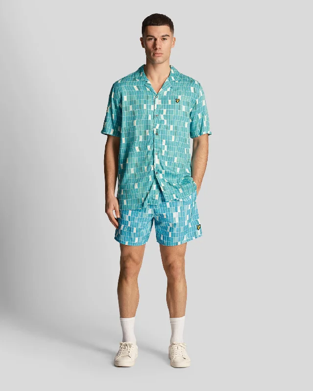 Tailored Shorts-Pool Print Swim Shorts