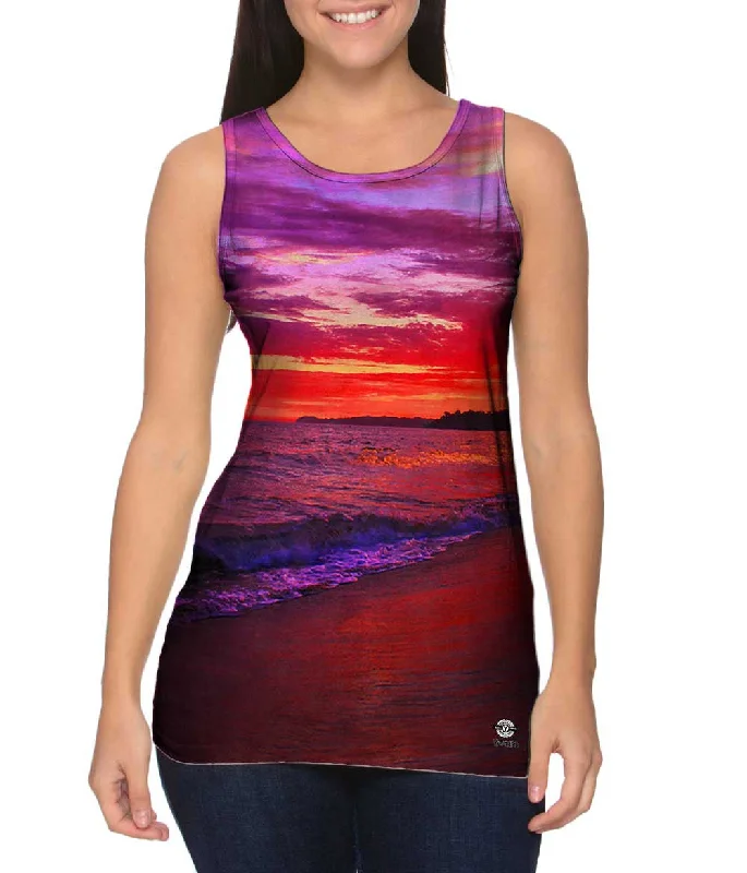 Slim Fit Sleeveless Top-Malibu Ocean Sunset