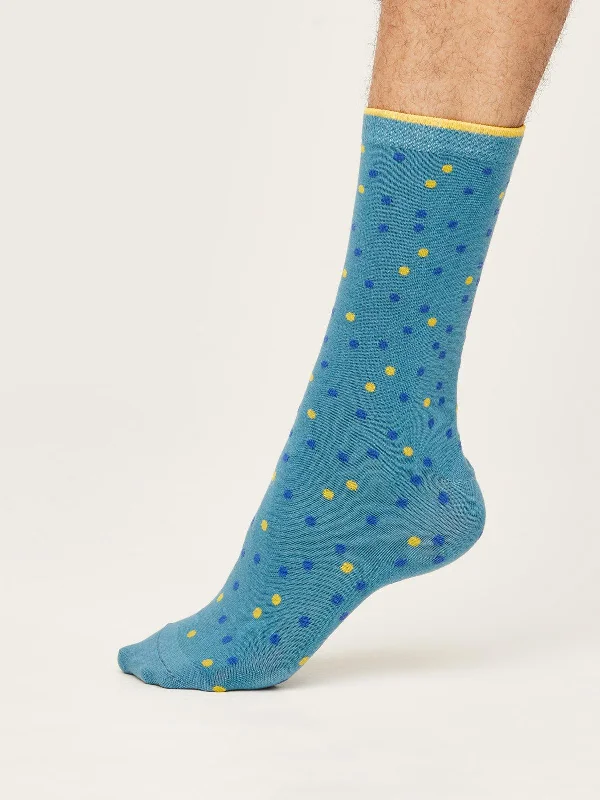 Sports Socks-Spotty Socks - Dusty Blue