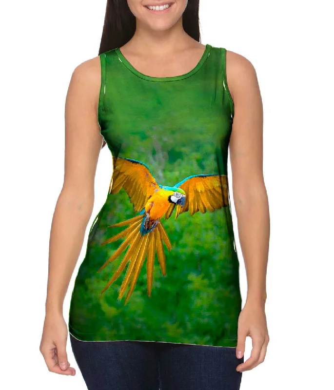 Trendy Sleeveless Shirt-Macaw Parrot Soar