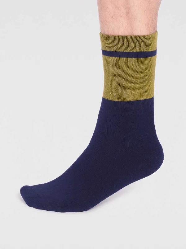 Colorblock Socks-Gordon Organic Cotton Plain Walker Socks - Lichen Green