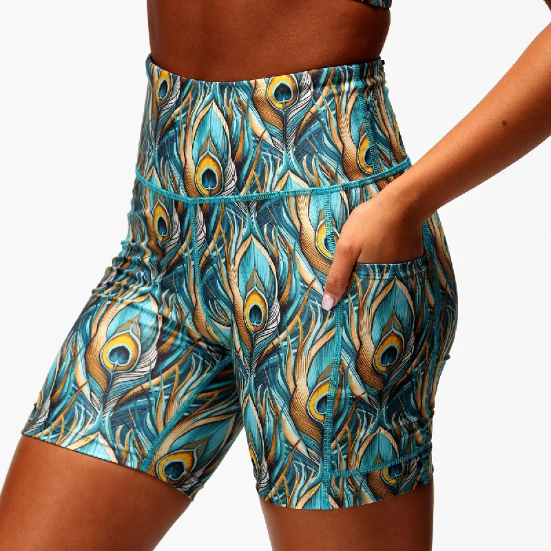 Cotton Shorts-Pretty In Peacock Running Shorts