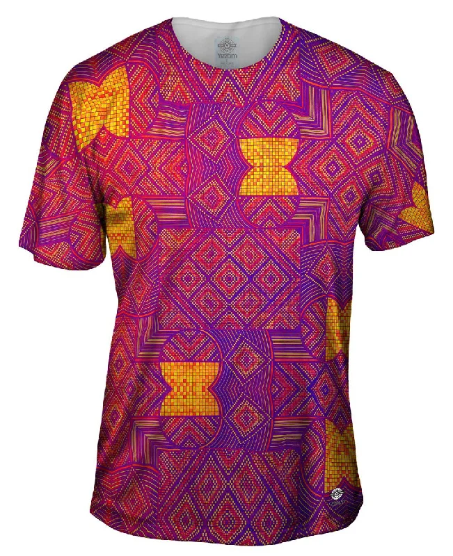 Neon Print T-shirt-Eugene Andolsek  - "Just Folk African Cloth Popart Red"