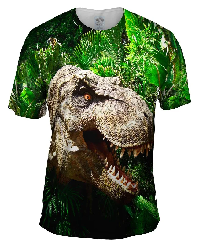 Athletic T-shirt-T Rex Within Leaves Face