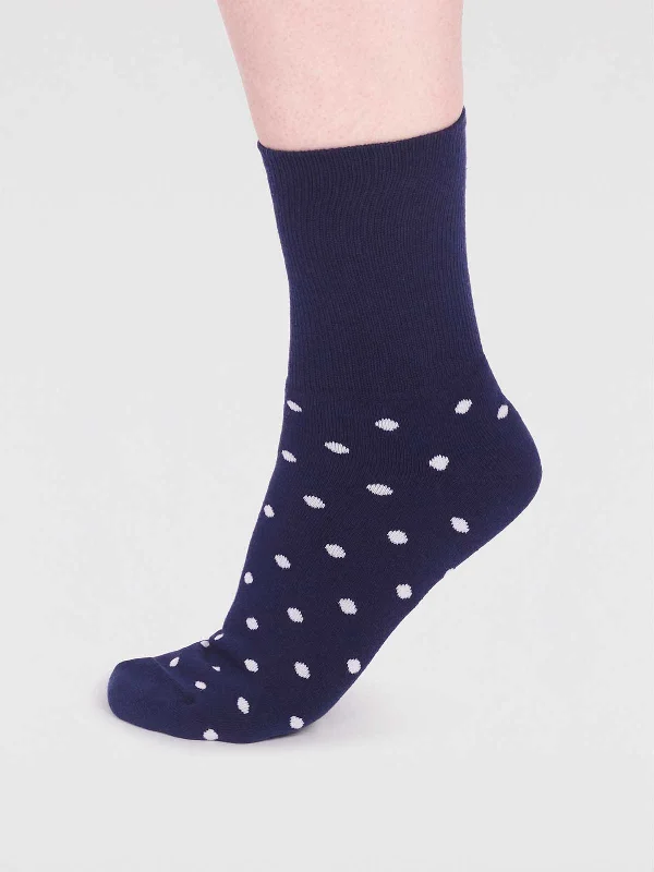 Thermal Compression Socks-Amara Organic Cotton Spot Walker Socks - Navy