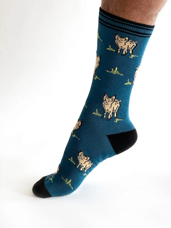 Seamless Socks-Willem Pig Bamboo Socks - Steel Blue