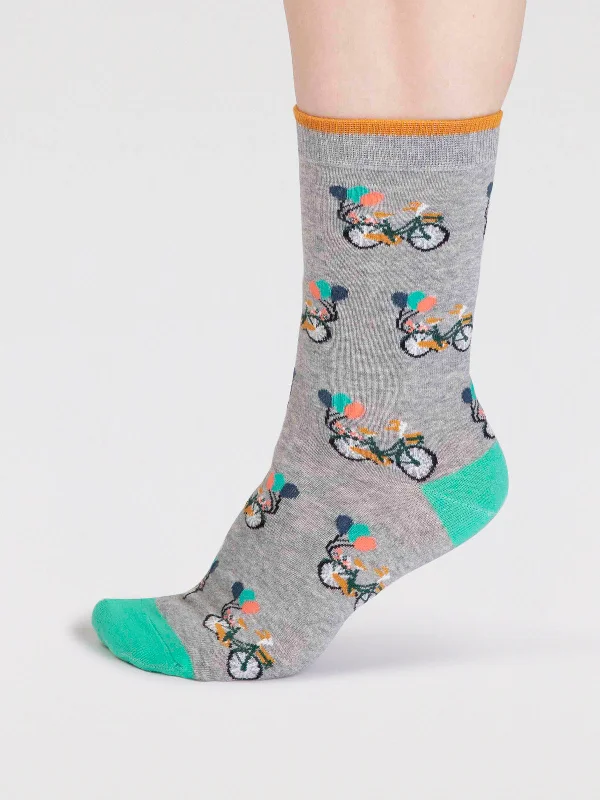 Sport Socks-Akia Organic Cotton Bike Socks - Grey Marle