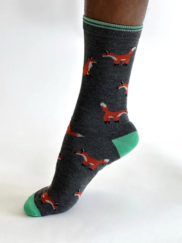 Running No-show Socks-Oriel Fox Bamboo Socks - Grey