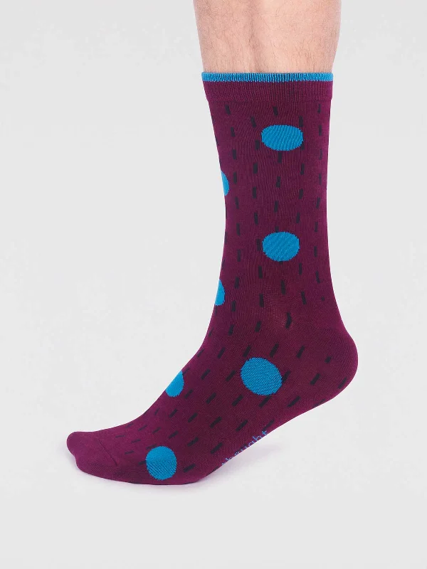 Graphic Socks-Leroy Bamboo Spot Socks - Plum Purple