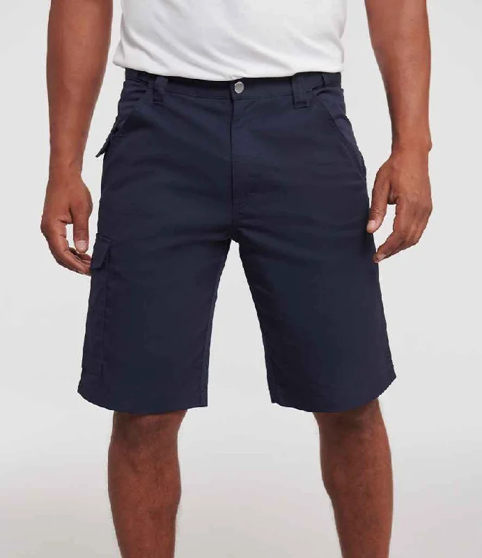 Floral Print Shorts-Russell Workwear Poly/Cotton Shorts | French Navy