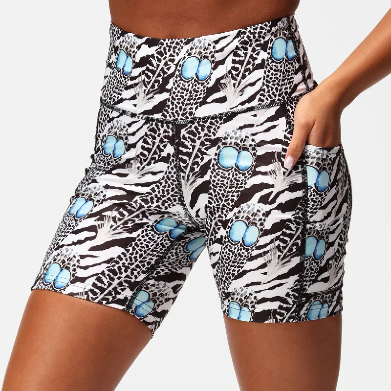 Denim Shorts-Monochrome Quill Running Shorts