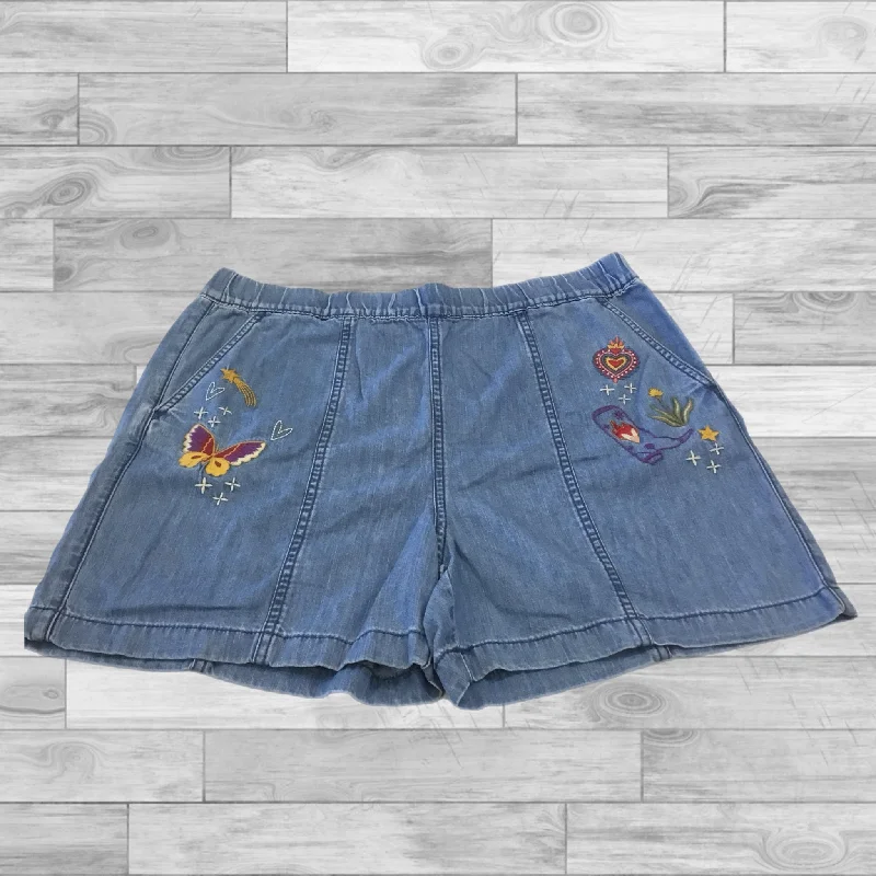 Floral Print Shorts-Shorts By Johnny Was In Blue Denim, Size: Xl