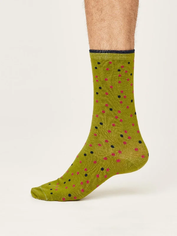 Low-cut Socks-Spotty Socks - Olive Green