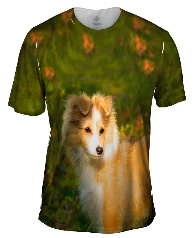 Vintage T-shirt-Waggish Sheltie Flowers