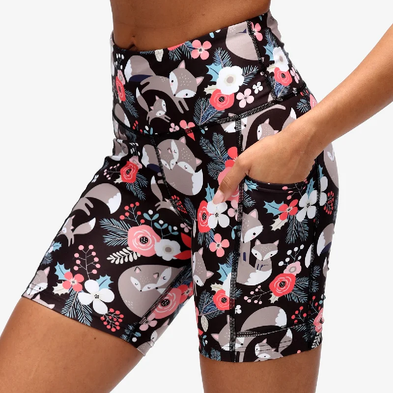 Graphic Shorts-Foxy Floral Running Shorts