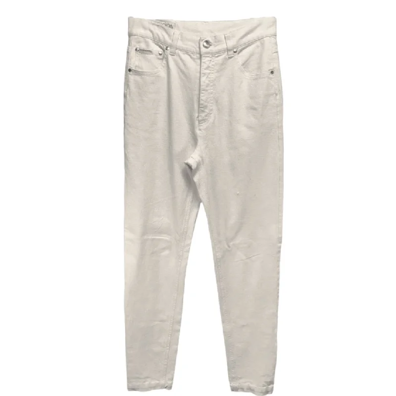 Slim Fit Pants-Jeans Designer By Escada Sport In Cream Denim, Size M