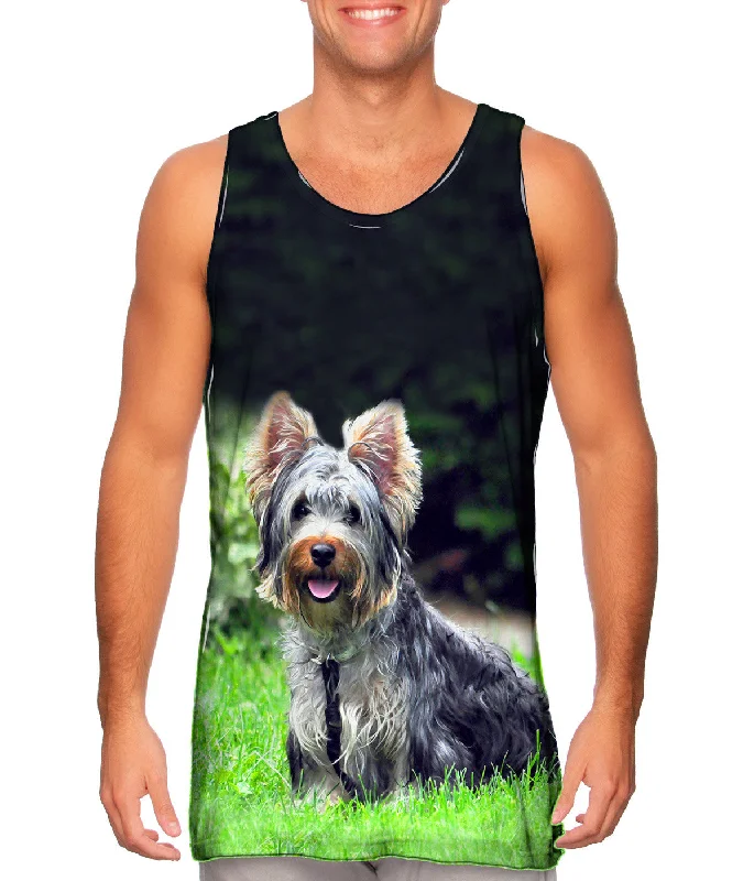 Bold Print Tank-Long Hair Yorkie Loves The Yard