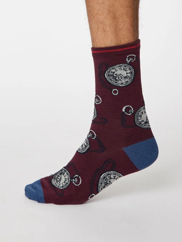 Slip-resistant Socks-Momento Socks - Wine Red