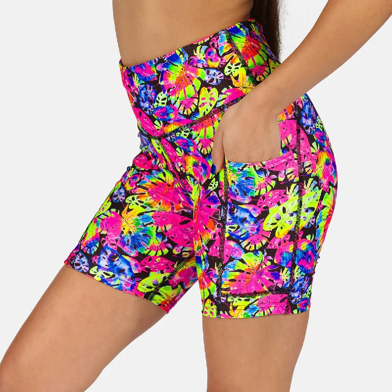 Adjustable Waist Shorts-Summer Palm Running Shorts