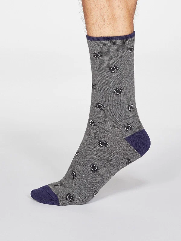 Heel Cushioning Socks-Wesley Frog Socks - Dark Grey Marle