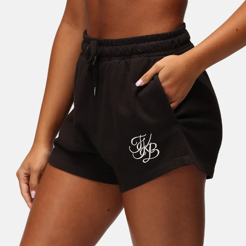 Floral Print Shorts-TKB Black Ladies Terry Shorts