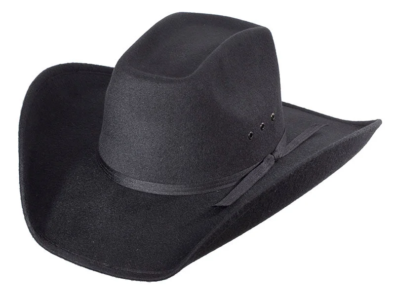 Snow Hat-BFF459 Black Faux Felt 8 Second Cowboy Hat