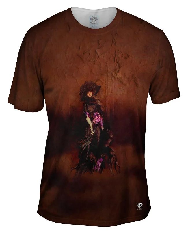 Custom Printed T-shirt-Giovanni Boldini - "Portrait Marchesa Luisa Casati Greyhound" (1908)