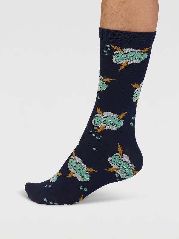 Knee-high Socks-Tayler Art Pop Organic Cotton Socks - Navy