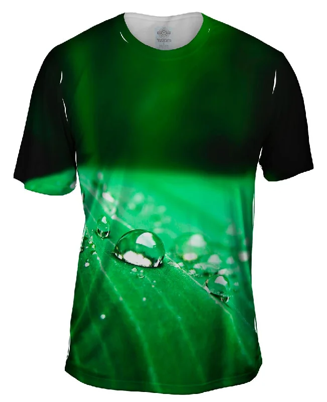 Unique Print T-shirt-Water Drop Leaf