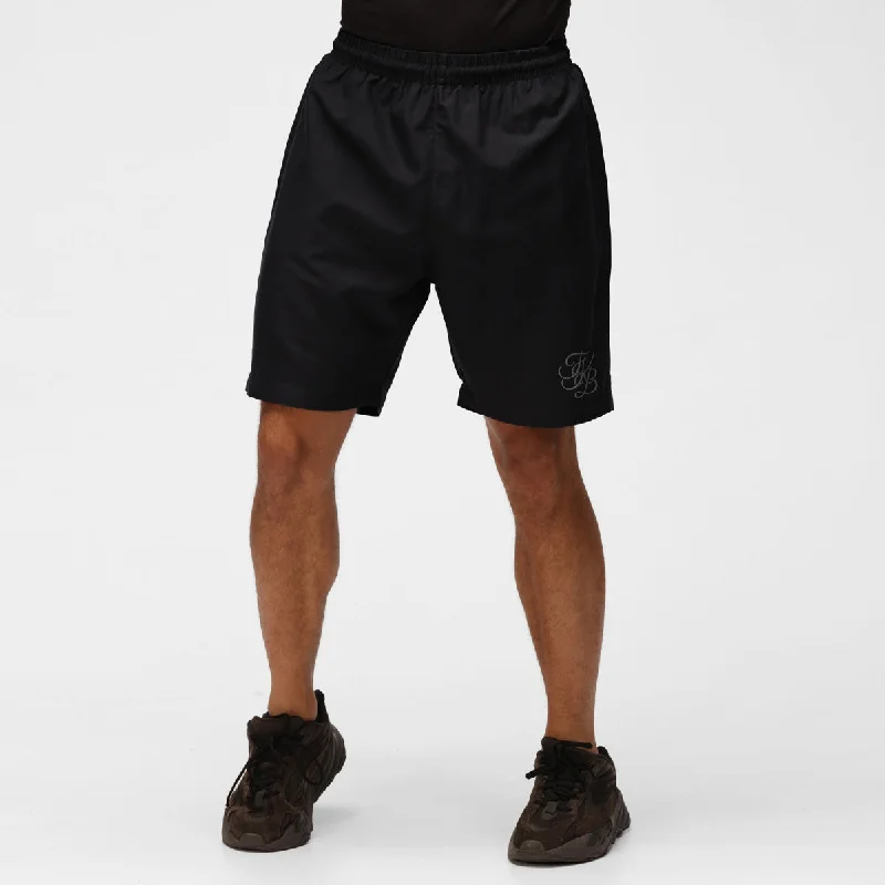 Workout Shorts For Women-TKB Man Black Microfibre Shorts