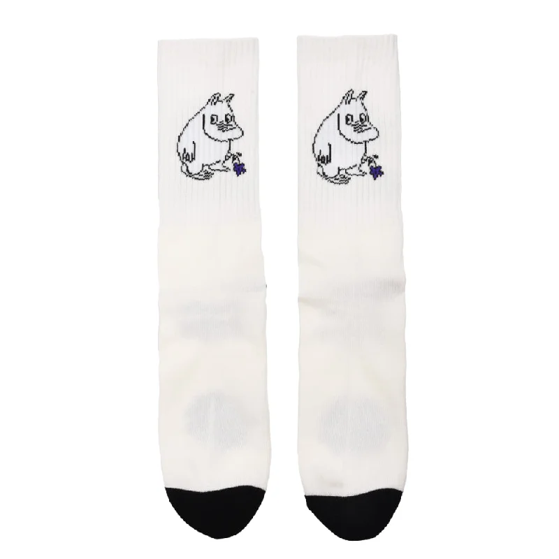 Sports Team Socks-Moomintroll Men Retro Socks White-Black - Nordicbuddies