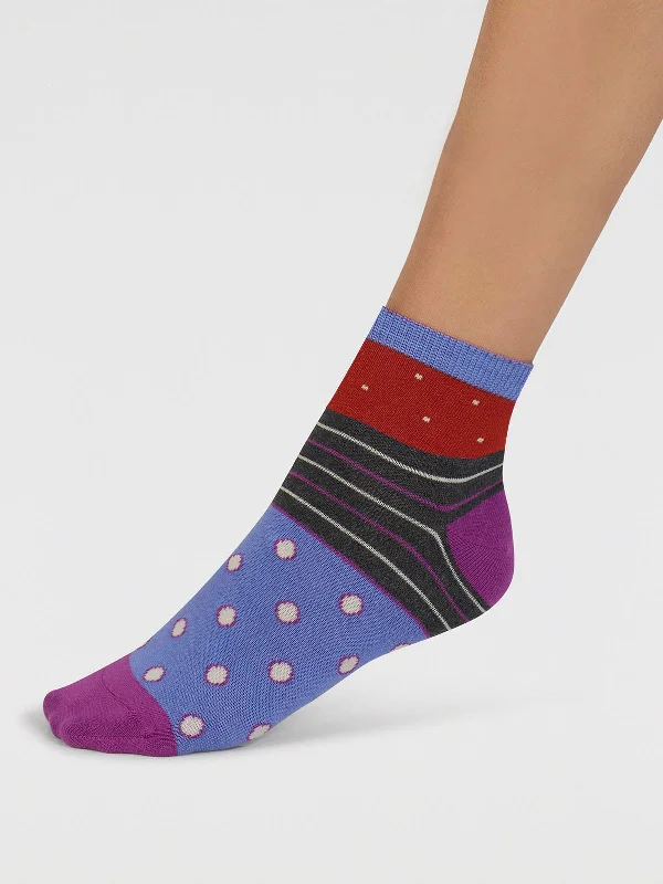 Soft Wool Socks-Rondel Spot And Stripe Bamboo Socks - Flame Orange