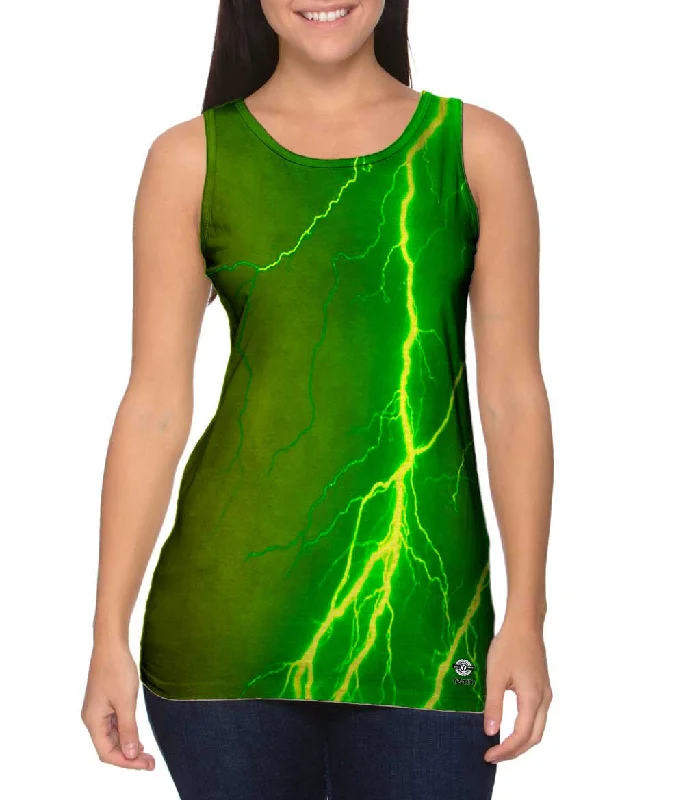 Breathable Sports Tank-Lightning Storm Green Yellow