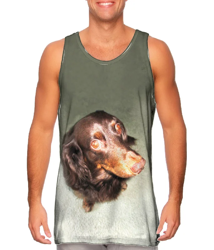 Fashion Racerback Tank-Long Haired Dachshund Glare