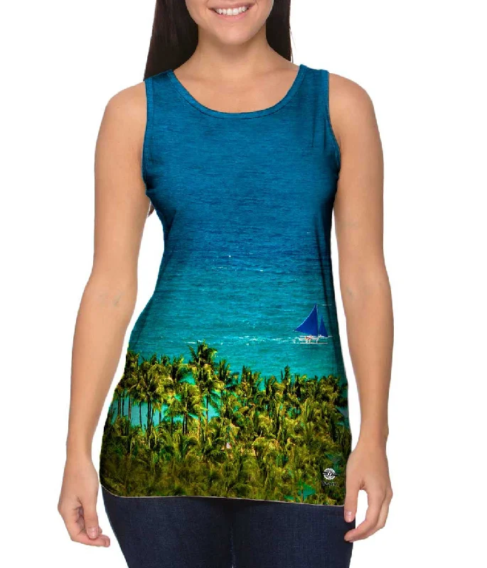 Beach Tank Top-Light Blue Water Paradise