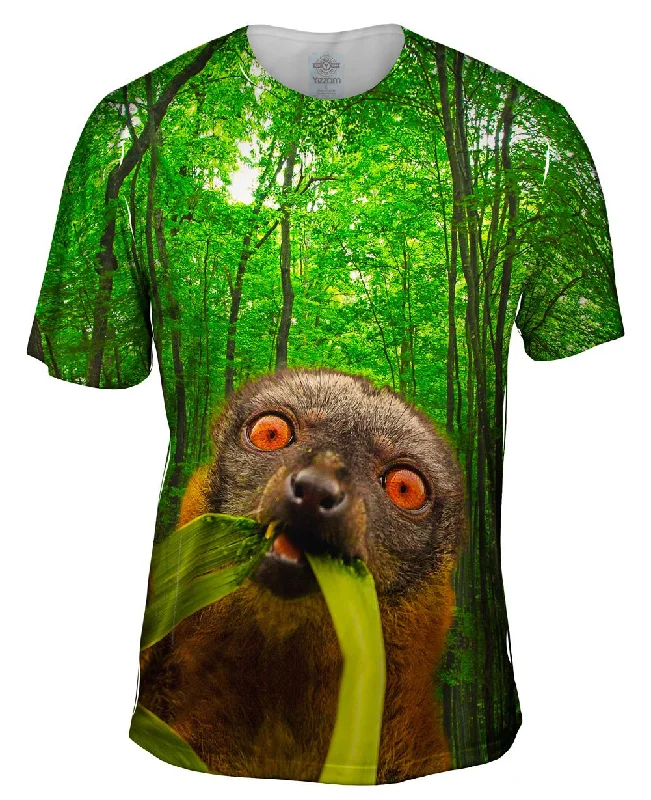 Geometric Print T-shirt-Wild Lemur Forest