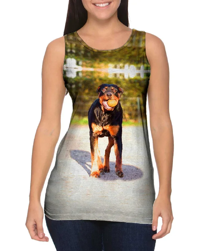 Casual Sleeveless Top-Love To Play Rottweiler