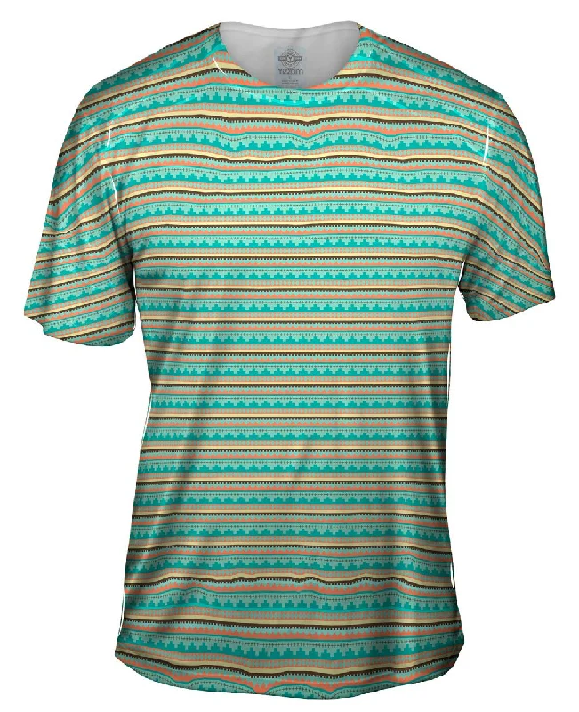 T-shirt With Vintage Print-Tribal Blue Sky