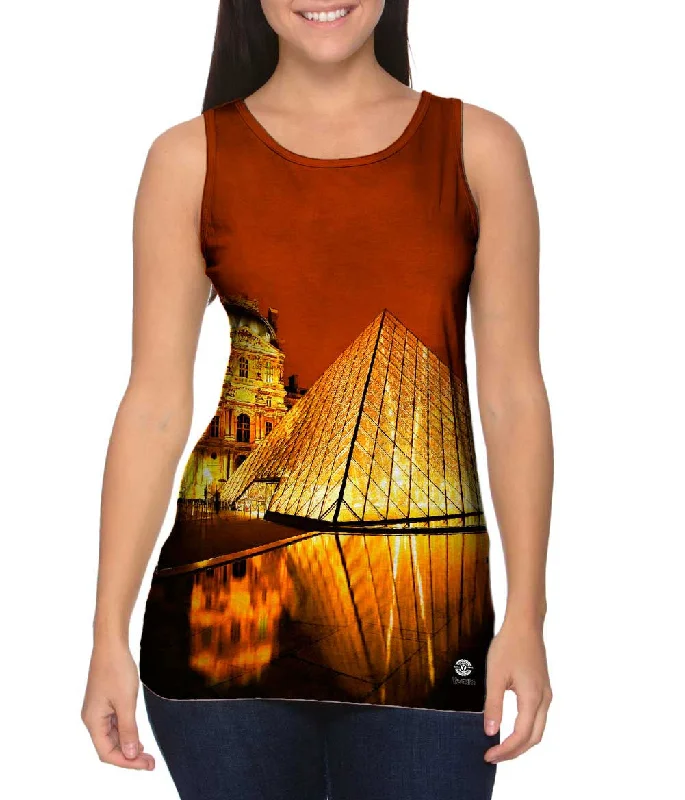 V-neck Tank-Louvre Golden Glow Paris