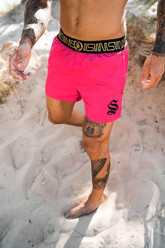 Patterned Shorts-Icon Swim Shorts - Pink