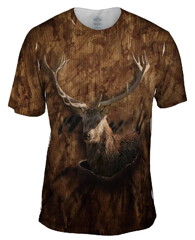 Cotton T-shirt-Torn Cafe Deer