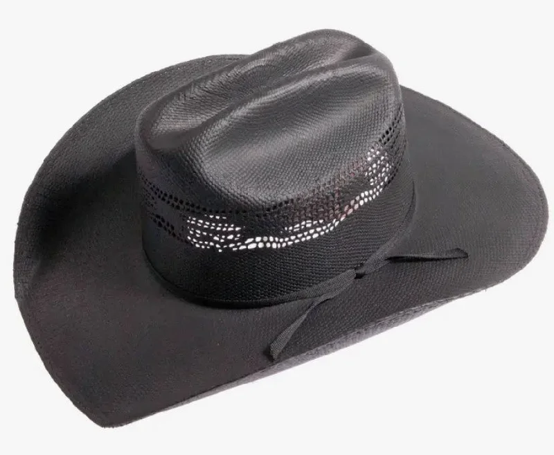 Unique Hat-Bozeman Black Straw Cattleman Cowboy Hat