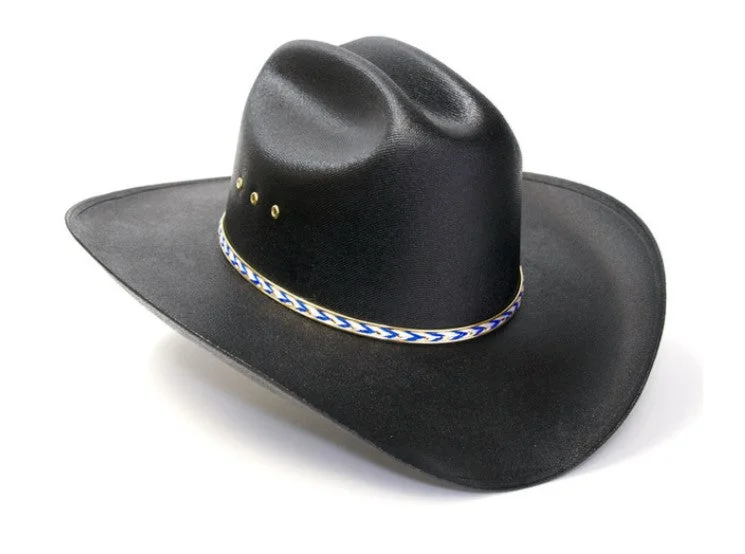 Stylish Fedora-Western Express CA-BLK-E Black Straw Western Cattleman Hat