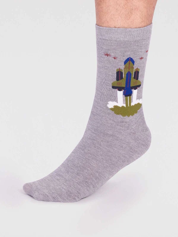 Warm Socks-Onyx Organic Cotton Rocket Socks - Grey Marle