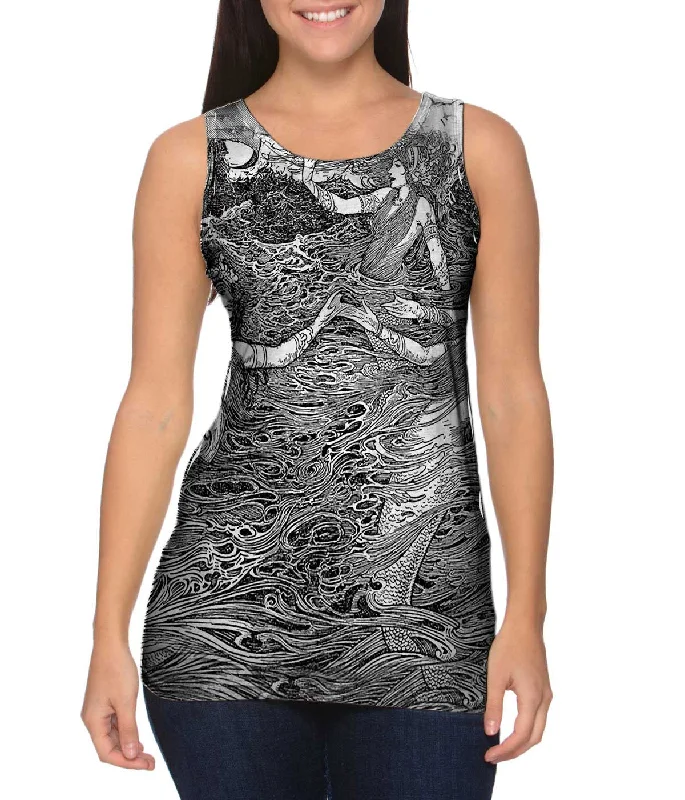 Fitted Tank Top-Louis Rhead - "Mermaid Flipper Hands"