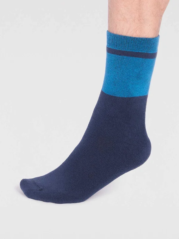 Graphic Socks-Gordon Organic Cotton Plain Walker Socks - Slate Blue