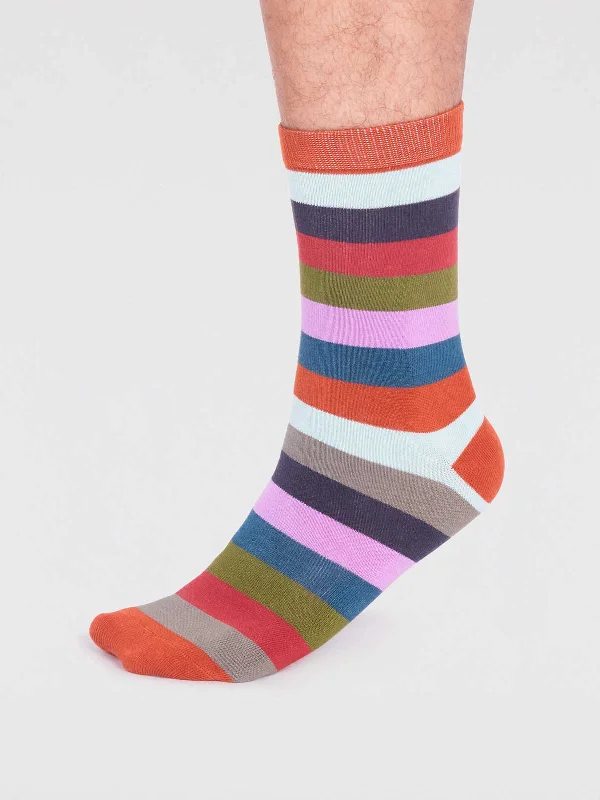 Everyday Socks-Jase Bamboo Stripe Socks - Jaffa Orange